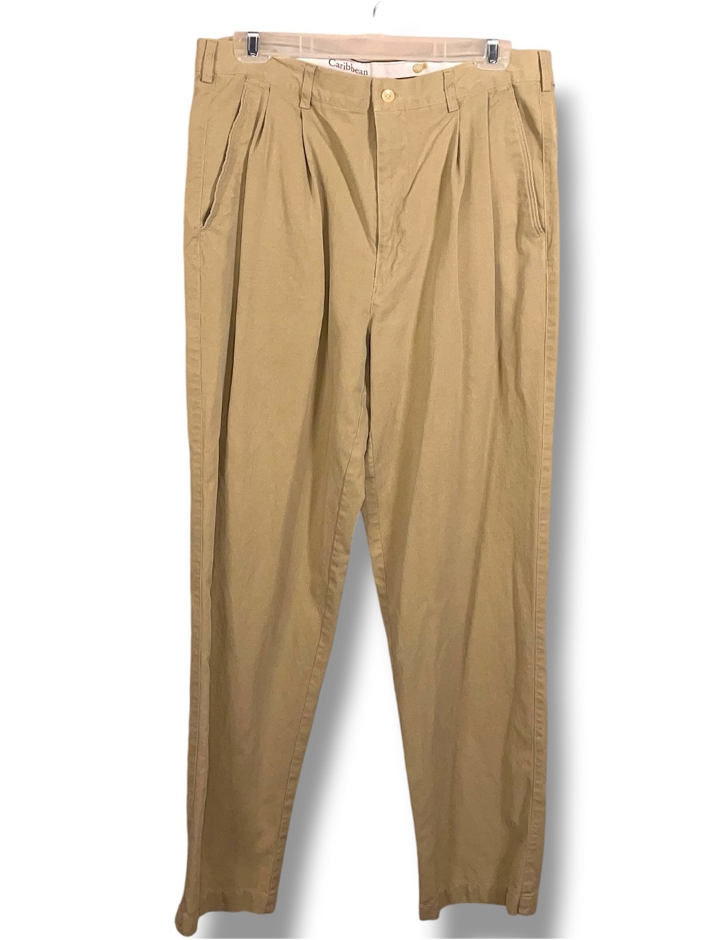 33x31 Actual Caribbean Silk Blend Khaki Dress Pants Neutral Beige Pleated